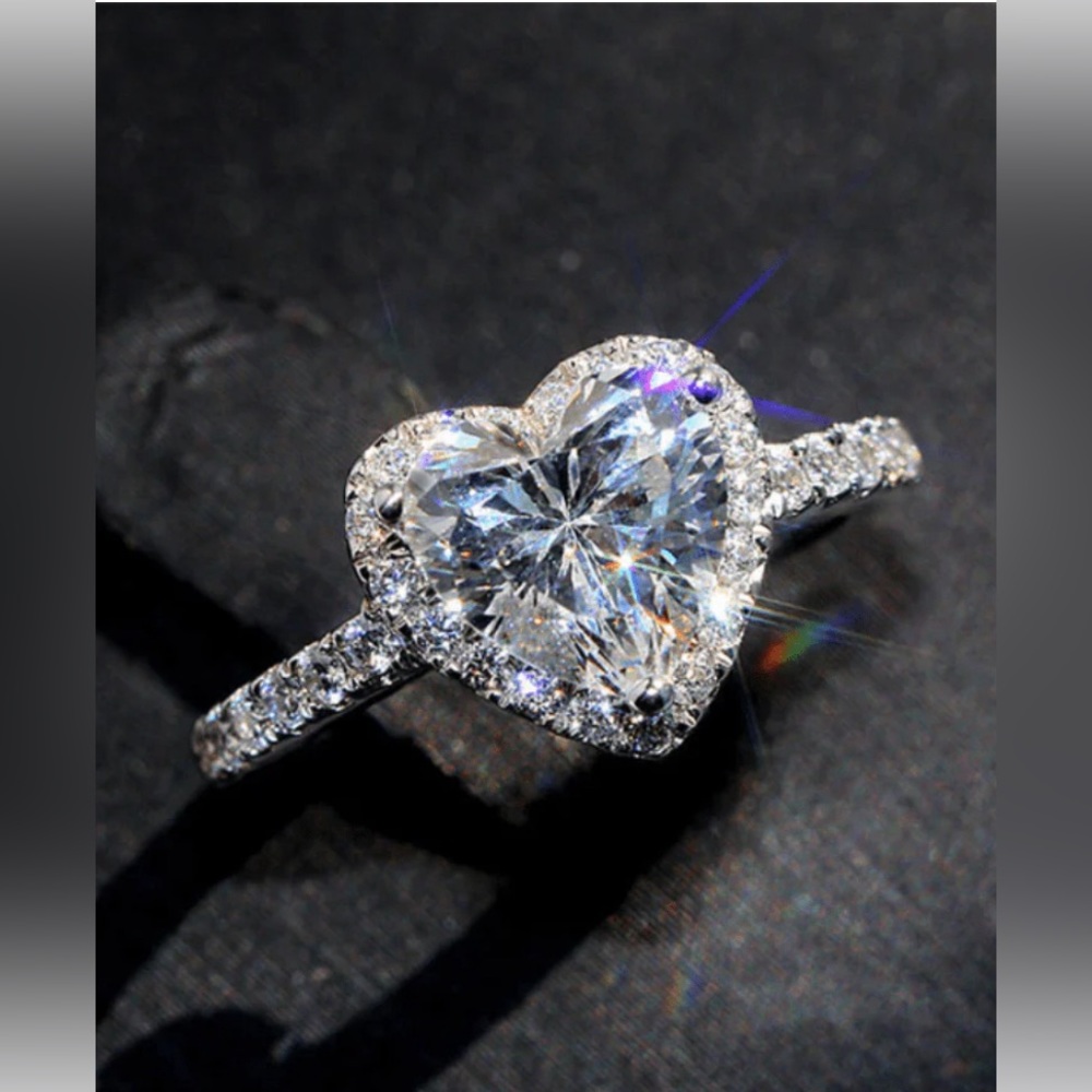 NEW! HEART RING 925 Sterling Silver CZ Cubic Zirconia